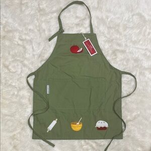 🆕 Williams-Sonoma WSKids Apple Pie Apron Green with Kitchen Motifs 🍎